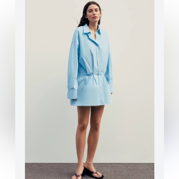 Zara Tops - Zara Box Pleat Button Down Shirt Dress
